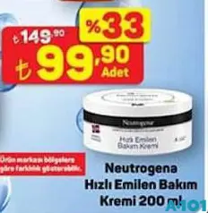 NEUTROGENA HIZLI EMİLEN BAKIM KREMİ 200 ML fiyat ve kampanya bilgisi